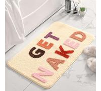 flowereyes Alfombra de baño Get Naked Alfombra Antideslizante y Lavable Diseño Creativo con Letras Felpudo Divertida para la Entrada
