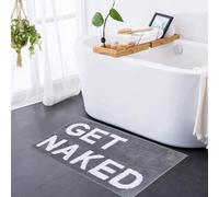 flowereyes Alfombra de baño Get Naked Antideslizante y Lavable Diseño Creativo con Letras Divertida Forma Irregular Alfombra Suave para la Puerta
