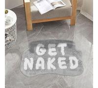 flowereyes Alfombra de baño Get Naked Antideslizante y Lavable Diseño Creativo con Letras Divertida Forma Irregular Alfombra Suave para la Puerta
