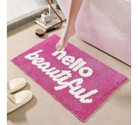 flowereyes Alfombra de baño Get Naked Antideslizante y Lavable Diseño Creativo con Letras Divertida Forma Irregular Alfombra Suave para la Puerta