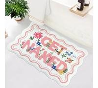 flowereyes Alfombra de baño Get Naked Diseño Creativo con Letras Patrón Irregular Divertido Alfombra Antideslizante Felpudo Decorativa Suave