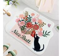 flowereyes Alfombra de baño Get Naked Diseño Creativo con Letras Patrón Irregular Divertido Alfombra Antideslizante Felpudo Decorativa Suave