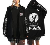 flowereyes Anime Death Note Sudadera con Capucha y Cremallera Yagami Light Cosplay Chaqueta de Punto Sudadera L·Lawliet Chaqueta con Capucha y Cremallera Informal para Hombres y Mujeres