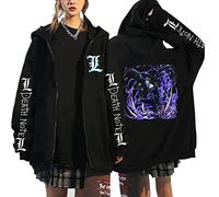 flowereyes Anime Death Note Sudadera con Capucha y Cremallera Yagami Light Cosplay Chaqueta de Punto Sudadera L·Lawliet Chaqueta con Capucha y Cremallera Informal para Hombres y Mujeres