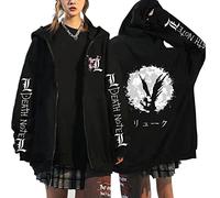flowereyes Anime Death Note Sudadera con Capucha y Cremallera Yagami Light Cosplay Chaqueta de Punto Sudadera L·Lawliet Chaqueta con Capucha y Cremallera Informal para Hombres y Mujeres