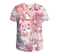 flowereyes Darling in The FRANXX Fashion 3D T Shirt Zero Two Anime Short Sleeve Summer Casual Loose Top For Unisex
