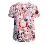 flowereyes Darling in The FRANXX Fashion 3D T Shirt Zero Two Anime Short Sleeve Summer Casual Loose Top For Unisex