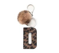 flowereyes Llavero de piel sintética con estampado animal de estilo vaquero retro para mujer, con un adorno de pompón, ideal para bolsos y carteras
