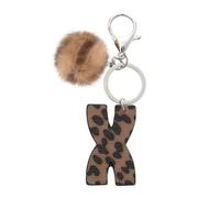 flowereyes Llavero de piel sintética con estampado animal de estilo vaquero retro para mujer, con un adorno de pompón, ideal para bolsos y carteras