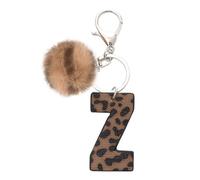 flowereyes Llavero de piel sintética con estampado animal de estilo vaquero retro para mujer, con un adorno de pompón, ideal para bolsos y carteras