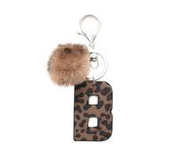 flowereyes Llavero de piel sintética con estampado animal de estilo vaquero retro para mujer, con un adorno de pompón, ideal para bolsos y carteras