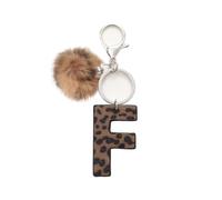 flowereyes Llavero de piel sintética con estampado animal de estilo vaquero retro para mujer, con un adorno de pompón, ideal para bolsos y carteras