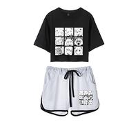 flowereyes Spy X Family Conjunto Estampado Mujeres y Adolescentes Sueltos Casual Recortada Top y Pantalones Cortos Trajes Anime Anya Forger Disfraces de Cosplay