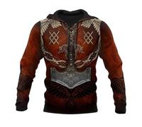 flowereyes Sudadera con Capucha con Estampado 3D del Guerrero Vikingo Odín y los Cuervos Jersey de Manga Larga con runas nórdicas Sudadera con Capucha para Hombre Ropa vikinga Vintage