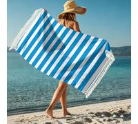 flowereyes Toalla de Playa Grande a Rayas Borla diseño étnico Mandala Microfibra Ligera Ideal para el baño la Piscina y la natación para Adultos IR de Picnic Parque Playa Viaje y Acampada