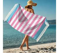 flowereyes Toalla de Playa Grande a Rayas Borla diseño étnico Mandala Microfibra Ligera Ideal para el baño la Piscina y la natación para Adultos IR de Picnic Parque Playa Viaje y Acampada