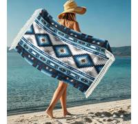 flowereyes Toalla de Playa Grande a Rayas Borla diseño étnico Mandala Microfibra Ligera Ideal para el baño la Piscina y la natación para Adultos IR de Picnic Parque Playa Viaje y Acampada