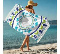 flowereyes Toalla de Playa Grande a Rayas Borla diseño étnico Mandala Microfibra Ligera Ideal para el baño la Piscina y la natación para Adultos IR de Picnic Parque Playa Viaje y Acampada
