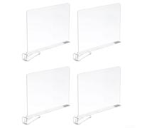 Floweringbeter 4 separadores de estantes acrílicos transparentes para aula y cocina, para organizar ropa, utensilios y artículos de colección con revestimiento