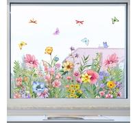 Floweringbeter Calcomanías florales de primavera para ventanas hechas de PVC resistente a la decoloración, diseñadas para puertas de vidrio, mamparas de ducha y decoración de ventanas, añade un
