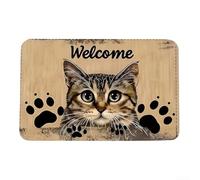 Floweringbeter Felpudo con imagen de gato encantador para entornos residenciales interiores, incluyendo entrada, sala de estar, dormitorio y áreas de porche (B)