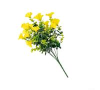 Floweringbeter Flores de imitación de margarita violeta con vegetación de eucalipto para decoración de oficina en casa, repisa, arreglos de manualidades (amarillo)