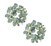 Floweringbeter Juego de 2 coronas decorativas de eucalipto de 9 pulgadas con diseño ligero y materiales resistentes a los rayos UV, perfectas para cocina, puerta o pared