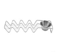 Floweringbeter Juego de 4 estantes para tacos de acero inoxidable con taza para servir tacos, rollos de primavera, sándwiches de pollo y pescado en casa, reuniones, picnics y eventos de barbacoa (C)