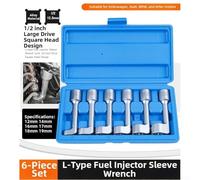 Floweringbeter Juego de 6 llaves de tubo de inyector de combustible tipo L de 12 mm a 19 mm, tamaños con 98 mm de longitud para extracción de inyectores diésel y sensor de oxígeno