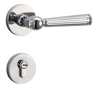 Floweringbeter Juego de cerradura de mortaja de aleación de zinc con palanca de mango estilo francés y cerradura magnética silenciosa para puertas interiores de madera, 35-45 mm (F)