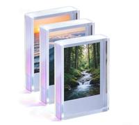 Floweringbeter Kit de acrílico del marco de la foto del arco iris de 3 unidades para MINI para las imágenes instantáneas con diseño simple para la exhibición de mesa en espacios vivos