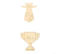 Floweringbeter Kit de manualidades de madera para el Día del Padre para niños, juego de decoración de imanes pintables con 10 trofeos, 12 colores de pintura y 2 bolígrafos para que los niños creen