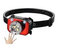 Floweringbeter Linterna frontal LED recargable con sensor de onda manual 3 modos de luz 200m Rango (rojo)