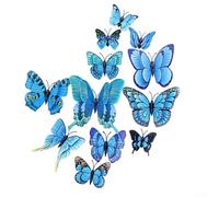 Floweringbeter Pegatinas de pared de mariposa 3D para sala de estar, dormitorio, panel de características o decoración de entrada utilizando varios tamaños para composición en capas (azul)