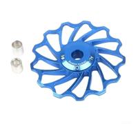 Floweringbeter Polea de bicicleta de carretera 11/13T, desviador trasero de aleación de aluminio, cambios de marcha sin esfuerzo, rodillo de rueda de bicicleta, aleación de aluminio 7075 (13T azul)