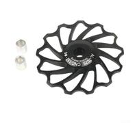 Floweringbeter Polea de bicicleta de carretera 11/13T, desviador trasero de aleación de aluminio, cambios de marcha sin esfuerzo, rodillo de rueda de bicicleta, aleación de aluminio 7075 (13T negro)