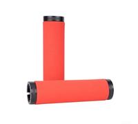Floweringbeter Puños de manillar de 22,2 mm con anillos de bloqueo para bicicletas de montaña que combinan amortiguación de esponja suave y refuerzo de plástico para mayor durabilidad (rojo)