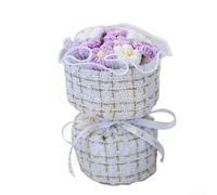 Floweringbeter Ramo de flores de hojaldre de punto con 7 flores individuales con hilo de calibre fino para el día de San Valentín, cumpleaños y momentos de interacción reflexivos (E)