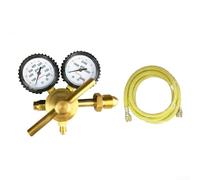Floweringbeter Regulador de nitrógeno HVAC de latón para pruebas de presión, compatible con CGA580, entrega de 0-800 PSI, medidores de doble rango, manguera de 78.7 pulgadas, roscas de 1/4 pulgadas