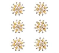 Floweringbeter Servilletero de aspecto hecho a mano con detalle de flor de perla y brillo metálico para una presentación sofisticada de mesa (dorado, 6 piezas)