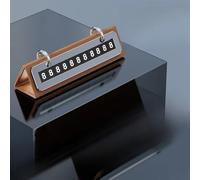 Floweringbeter Tarjeta de número de aparcamiento de coche en aleación y cuero con dígitos de teléfono ocultables para una fácil visibilidad desde el exterior del vehículo (marrón)