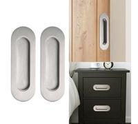 Floweringbeter Tiradores de puerta de acero inoxidable, 2 pomos empotrados para puertas correderas y armarios (plateado)