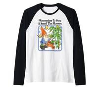 Flowers 420 Gnome Sarcastic Retro Vintage Funny Adult Humor Camiseta Manga Raglan