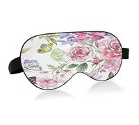 Flowers and Butterflies Sleep Mask Lightweight Soft Breathable Eye Mask with Adjustable Strap Blackout Eye Mask for Women Men for Travel Night Sleeping