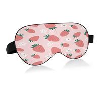 Flowers and Strawberrys Sleep Mask Lightweight Soft Breathable Eye Mask with Adjustable Strap Blackout Eye Mask for Women Men for Travel Night Sleeping