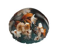 Flowers By The River In Winter - Gorro de ducha de doble capa para mujer, impermeable y duradero, protege el cabello durante el baño, belleza