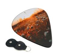 Flowers in the sunset - 6 púas de celuloide de 0,71 mm de grosor con soporte de púas de cuero, púa de guitarra personalizada para bajo, guitarras eléctricas y acústicas, regalo para amantes de las