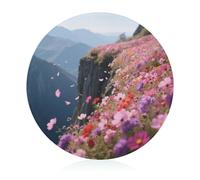 Flowers on The Cliff - Tabla de cortar resistente a los arañazos, tabla de cortar portátil, tabla de cortar redonda de vidrio para cocina, picnic al aire libre, 7.9 pulgadas