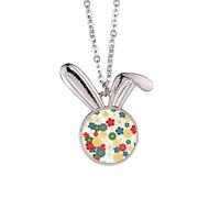 Flowers Ukiyo-e Repeat - Collar con colgante de conejo japonés