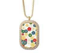 Flowers Ukiyo-e Repeat Japan - Collar con colgante de diamantes de cristal dorado